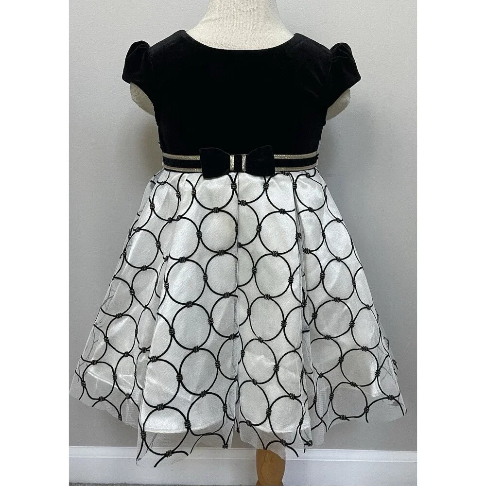 Jona Michelle Girls 2T Special Occasion Party Dress Black/White - Picture 1 of 6